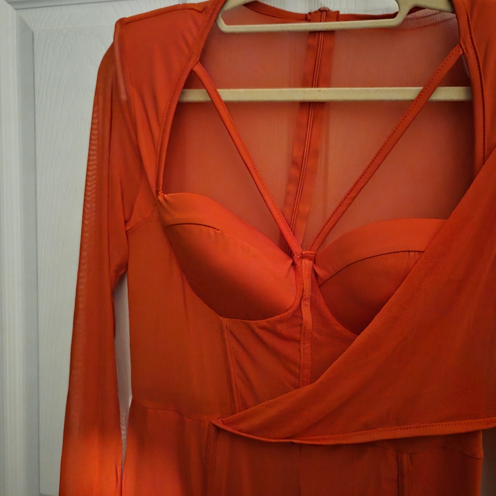 Red Mesh Sheer Jumpsuit Women's Intimate Size XL